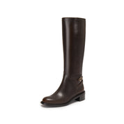 Brushed Brown Ankle Buckle Long Riding Boots