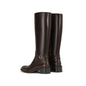 Brushed Brown Ankle Buckle Long Riding Boots