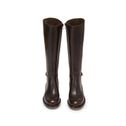 Brushed Brown Ankle Buckle Long Riding Boots