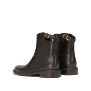 Brown Brushed Ankle Buckle Strap Short Boots