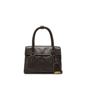 Dark Brown Vintage Leather Flip Handbags