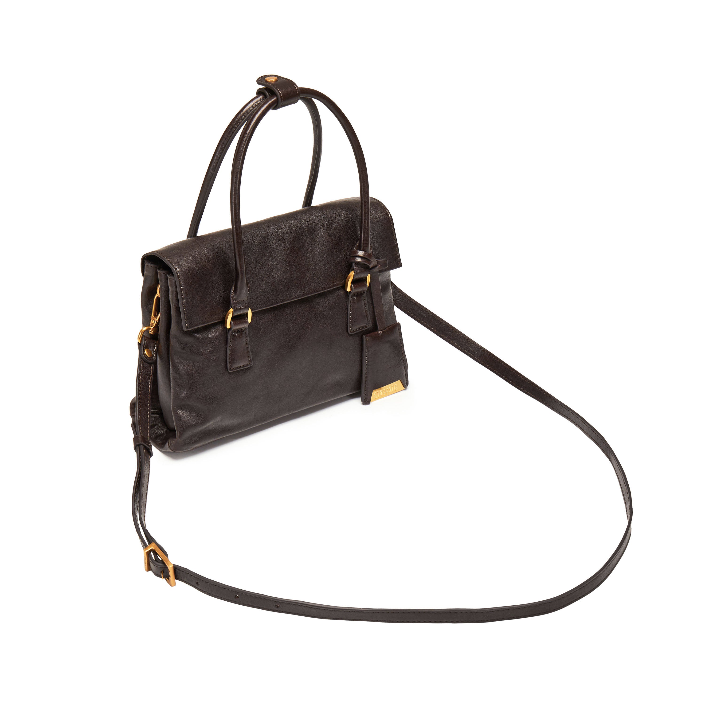 Dark Brown Vintage Leather Flip Handbags