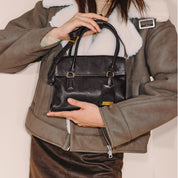 Dark Brown Vintage Leather Flip Handbags