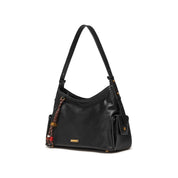 Black Leather Pocket Hobo Bags