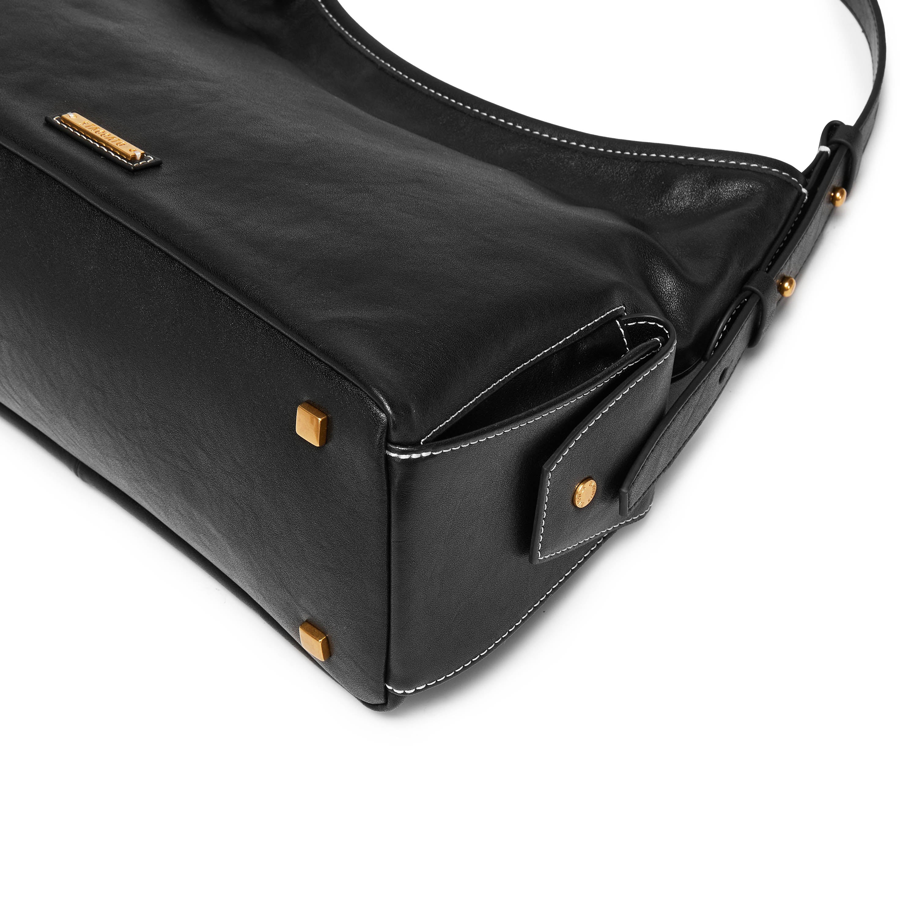 Black Leather Pocket Hobo Bags