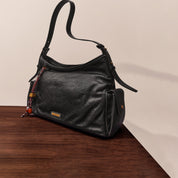 Black Leather Pocket Hobo Bags
