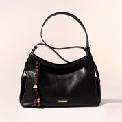 Black Leather Pocket Hobo Bags