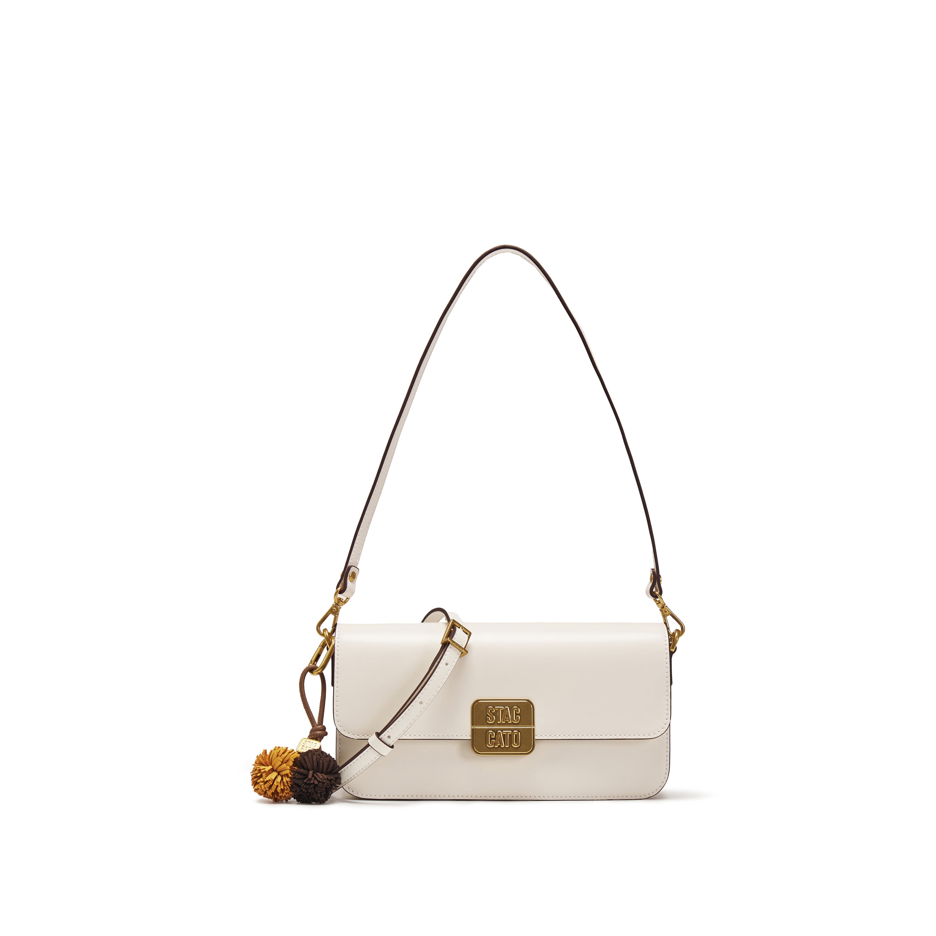 White ST Golden Buckle Boxy Crossbody bag
