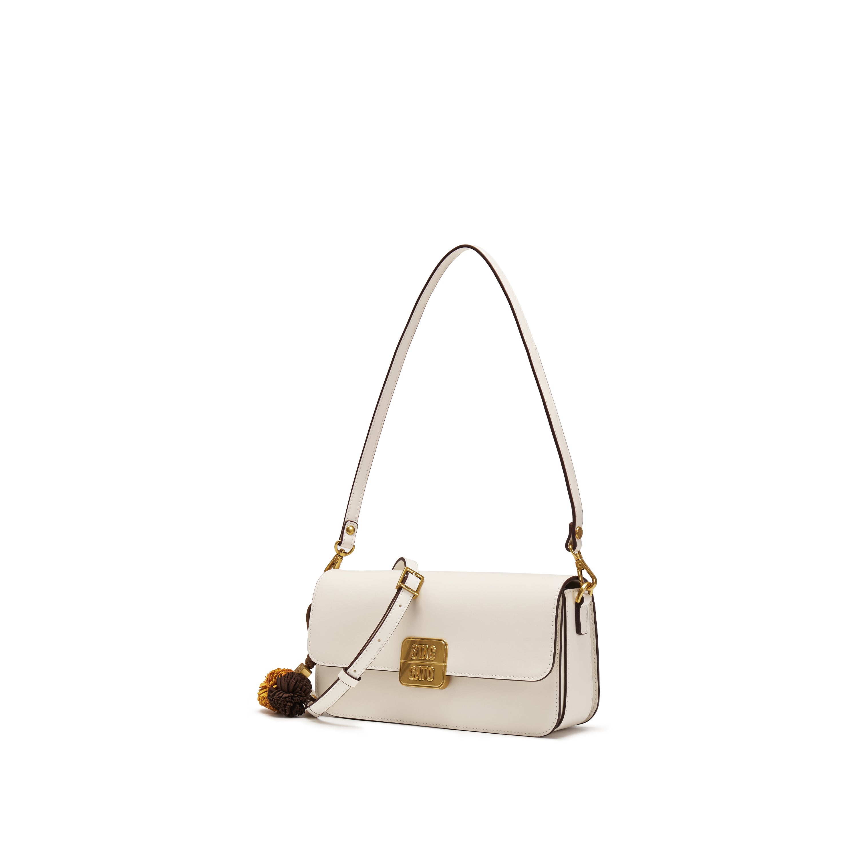 White ST Golden Buckle Boxy Crossbody bag