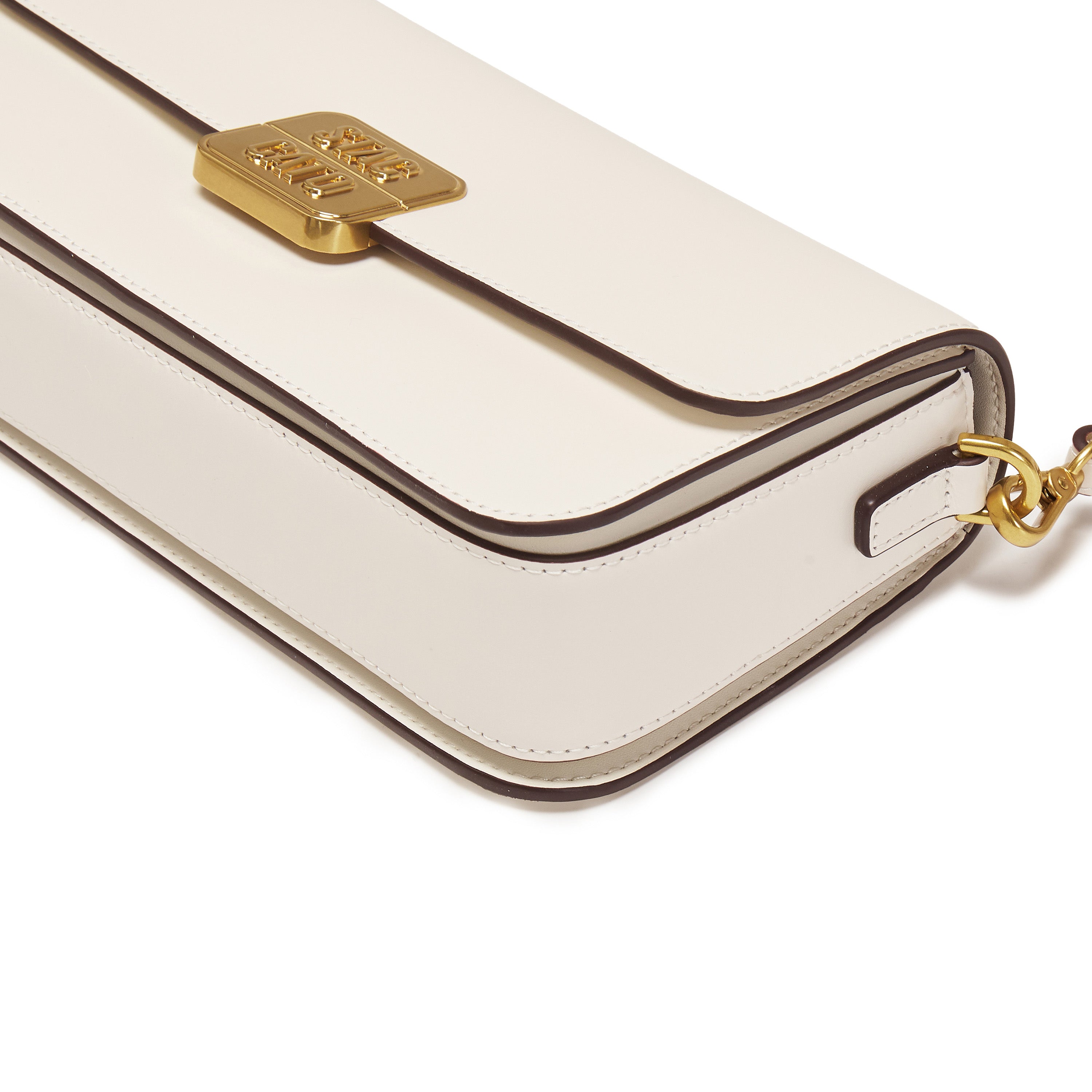 White ST Golden Buckle Boxy Crossbody bag