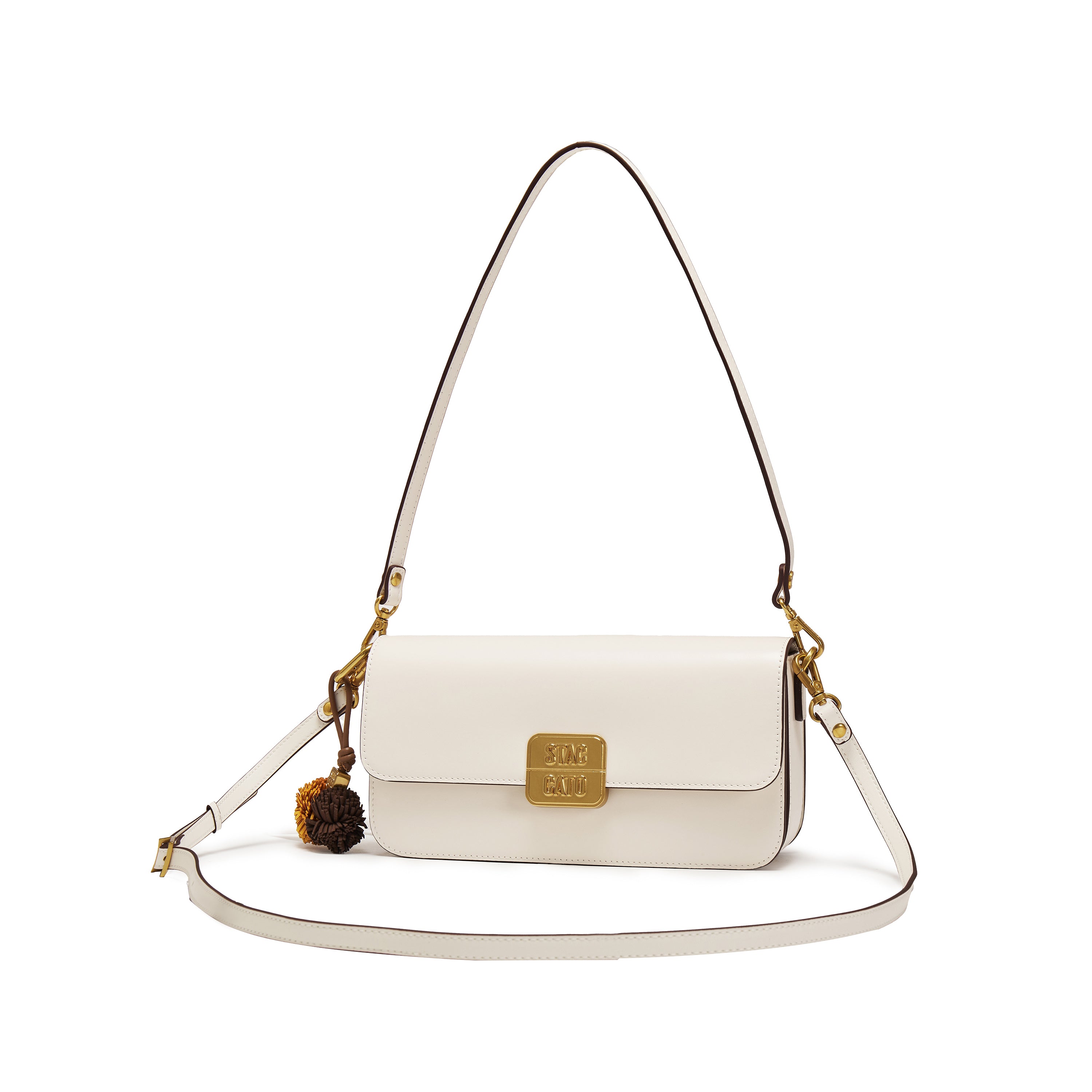 White ST Golden Buckle Boxy Crossbody bag