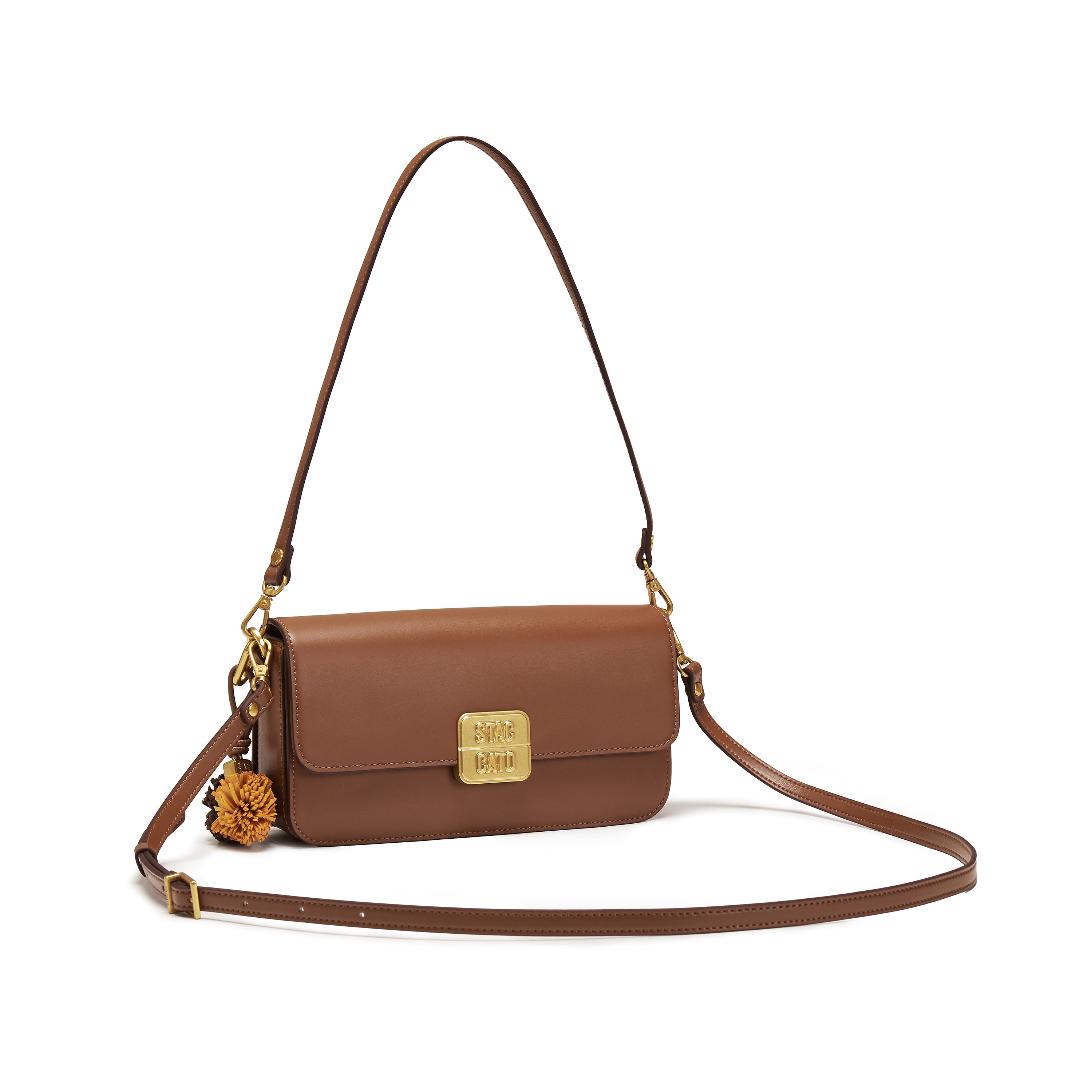 Camel ST Golden Buckle Boxy Crossbody bag