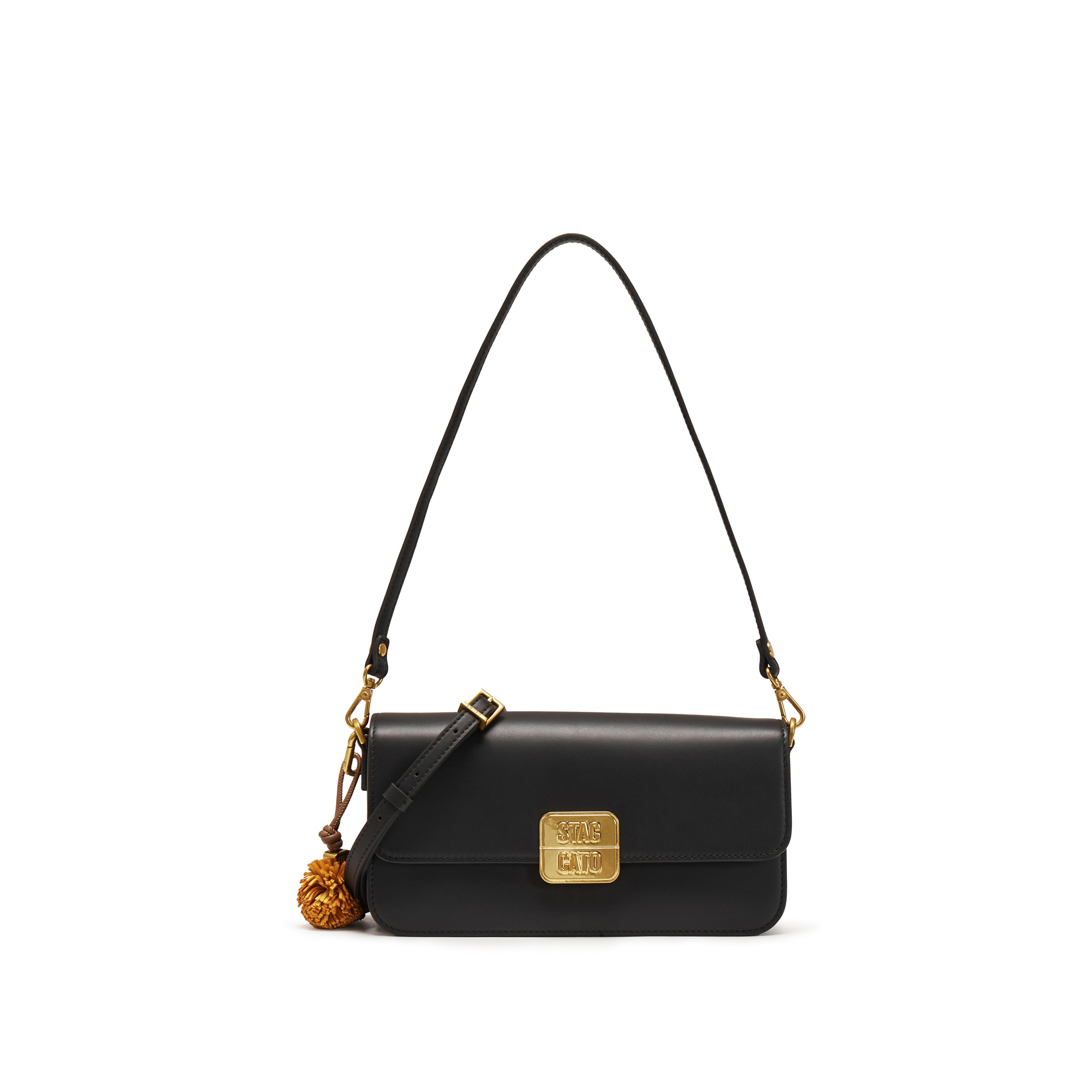 Black ST Golden Buckle Boxy Crossbody bag