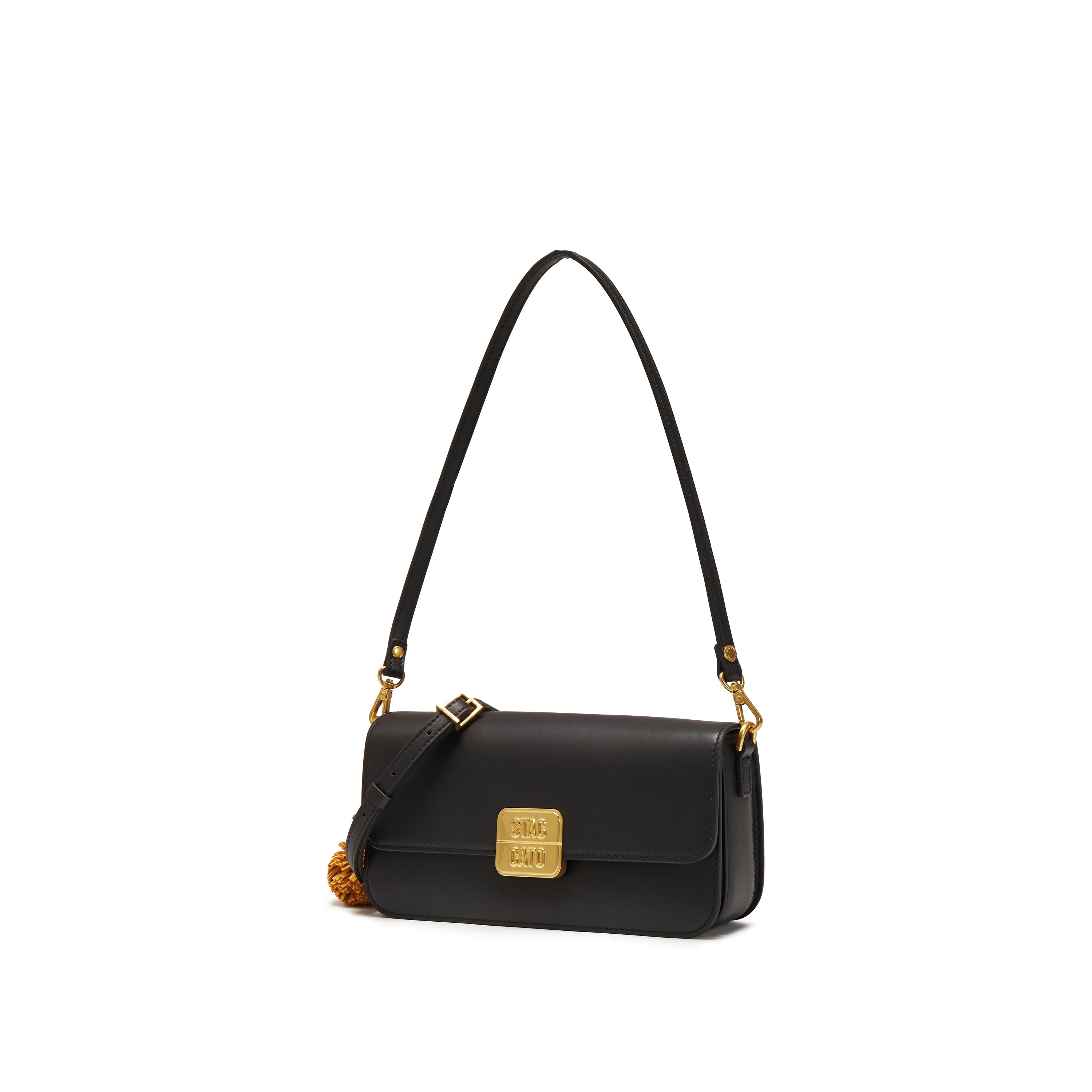 Black ST Golden Buckle Boxy Crossbody bag