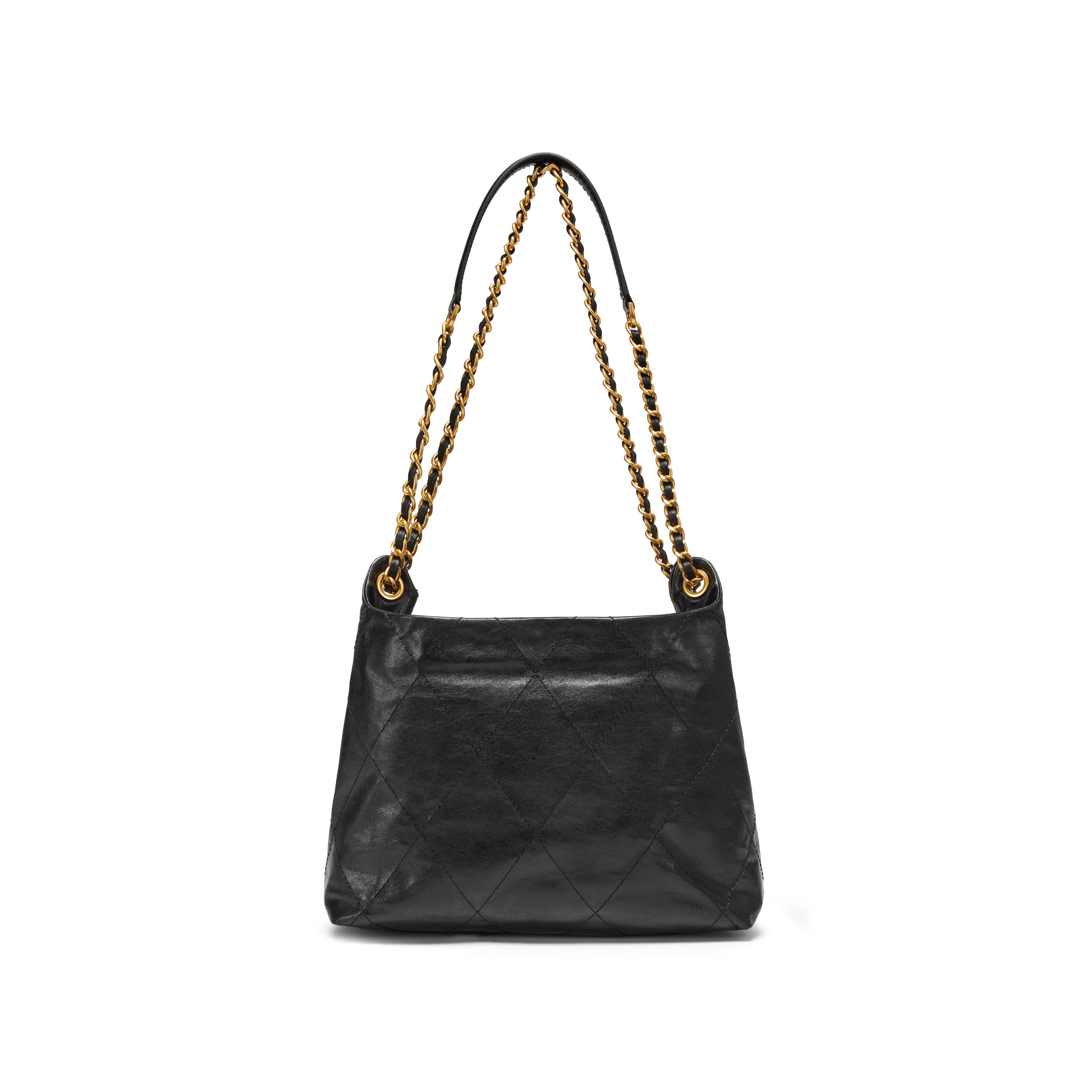 Black ST Twist Lock Chain Envolpe Crossbody Bags