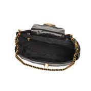 Black ST Twist Lock Chain Envolpe Crossbody Bags