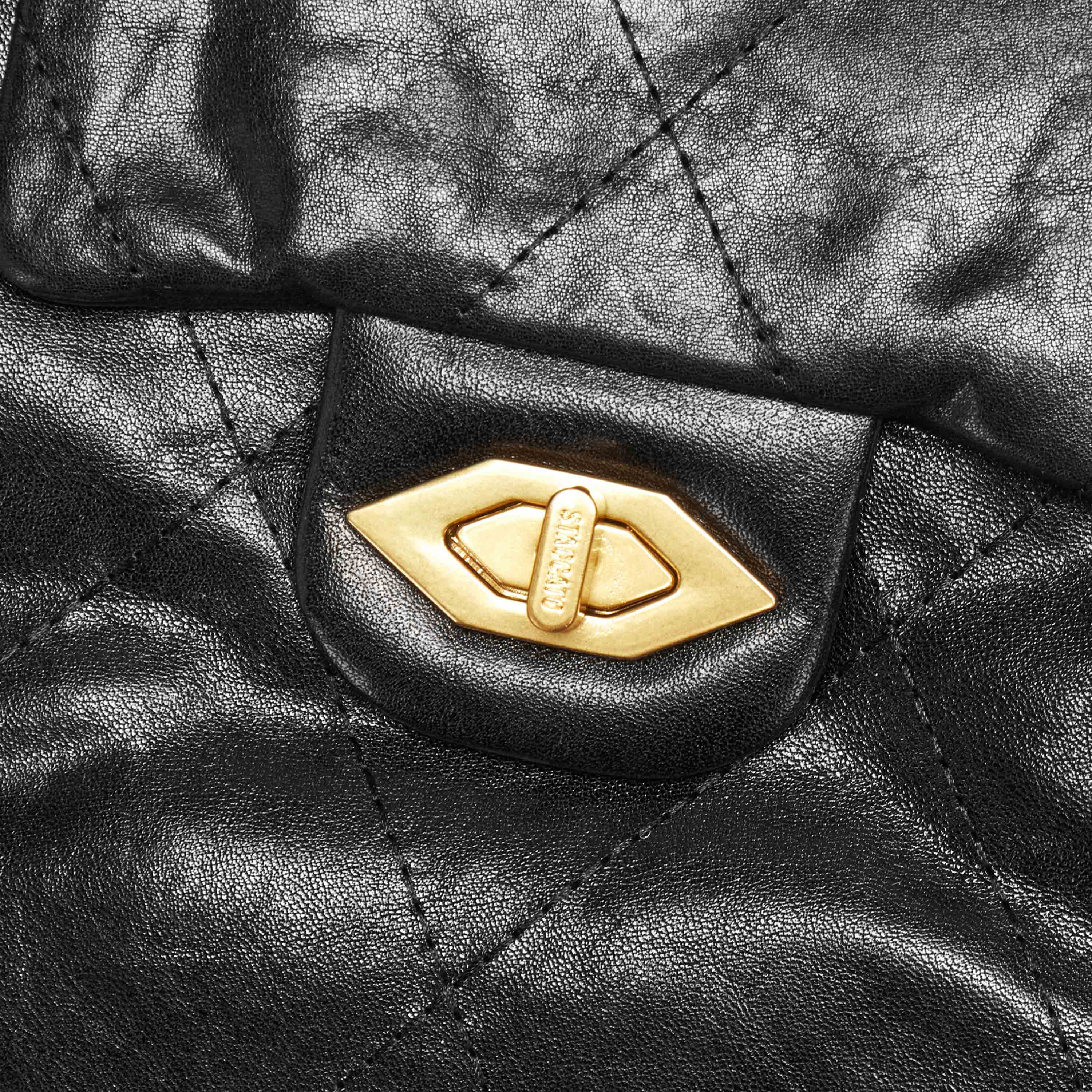 Black ST Twist Lock Chain Envolpe Crossbody Bags