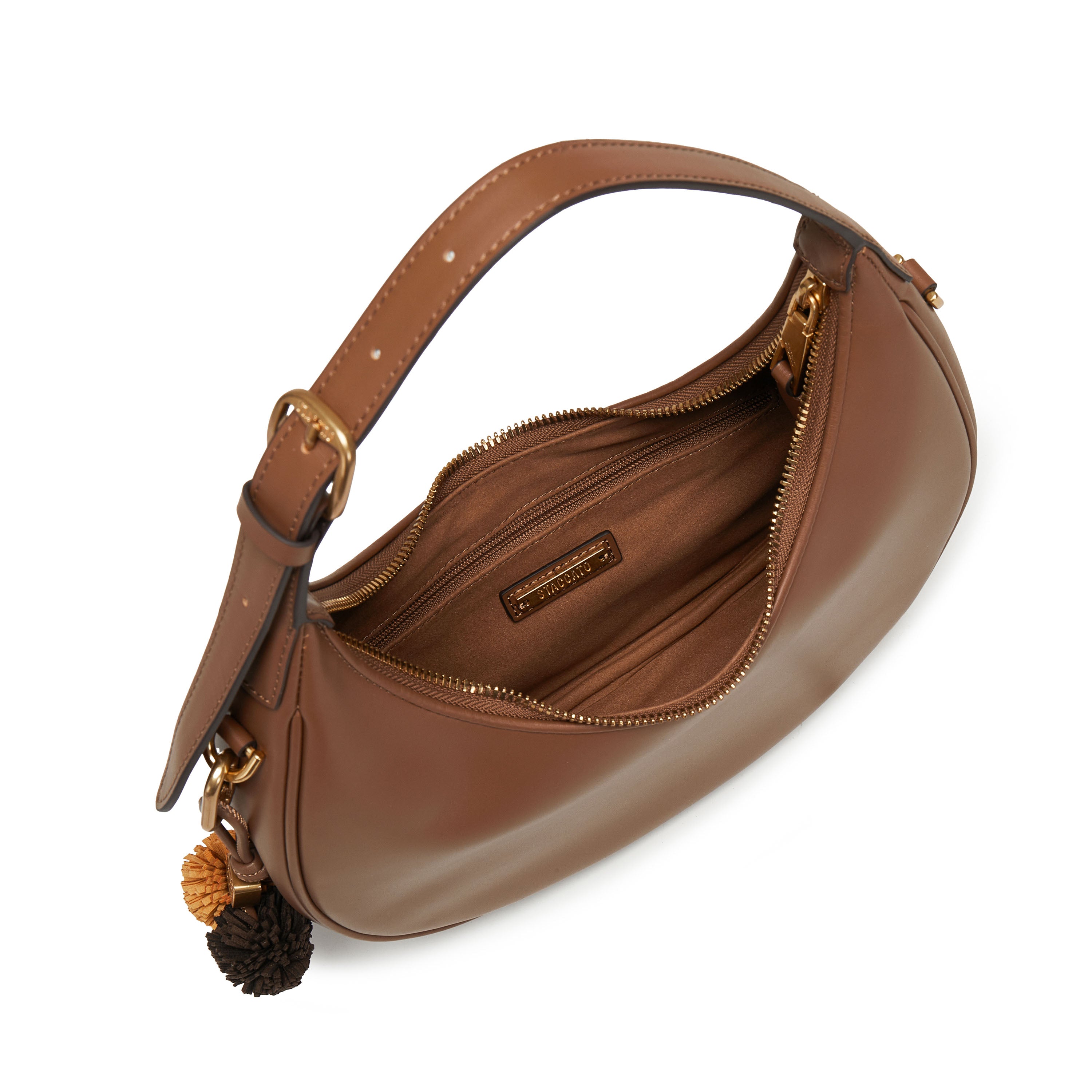 Brown Round Hobo Bag With ST Accessories