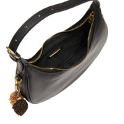 Black Round Hobo Bag With ST Accessories
