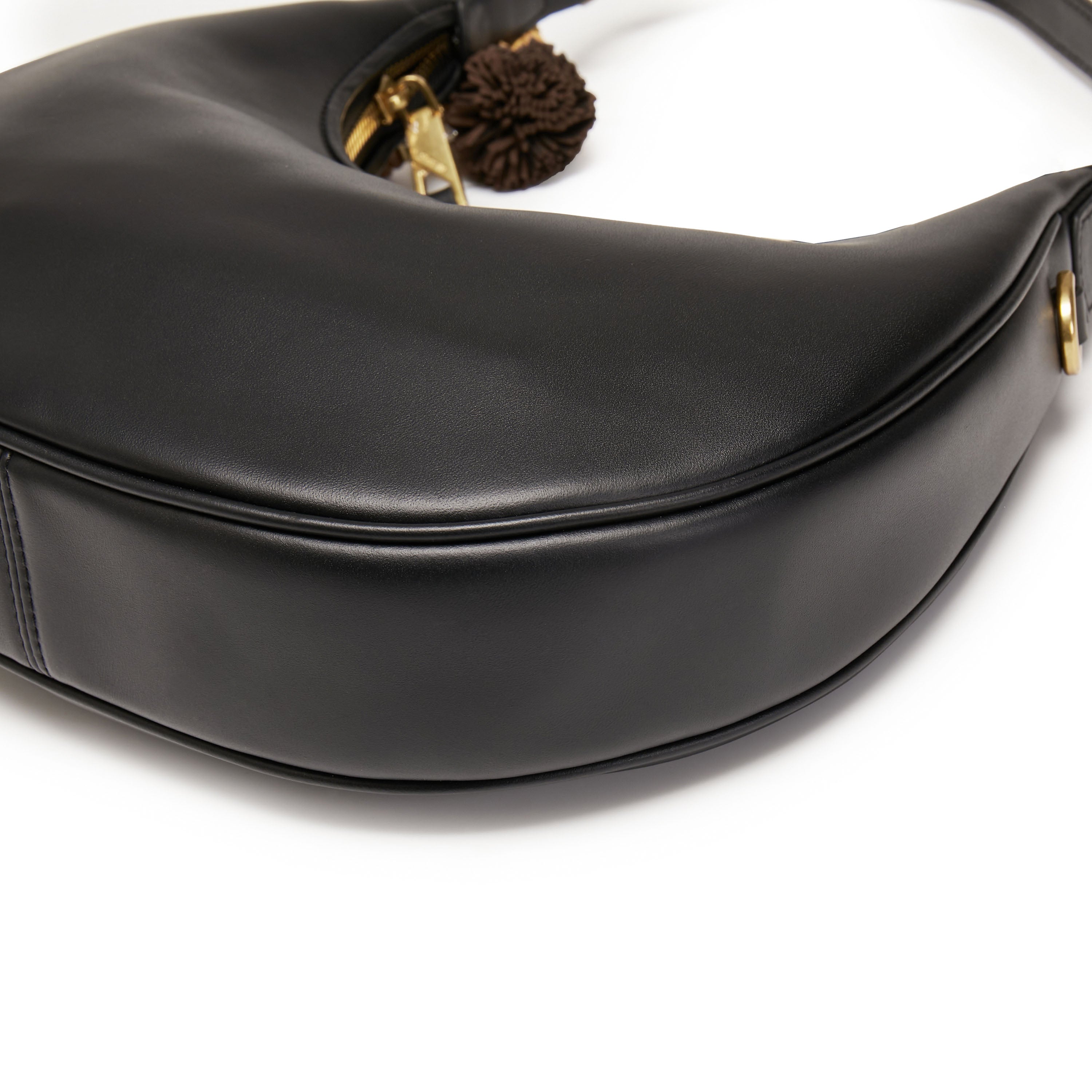 Black Round Hobo Bag With ST Accessories