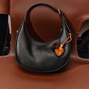 Black Round Hobo Bag With ST Accessories