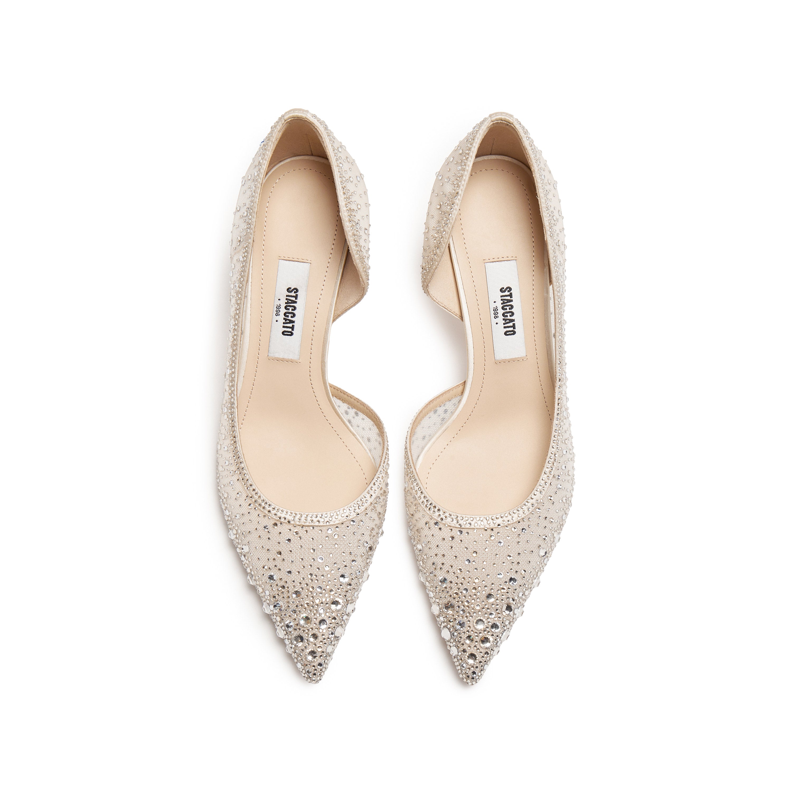 Ivory Crystal-Embellished Mesh D'Orsay Pumps