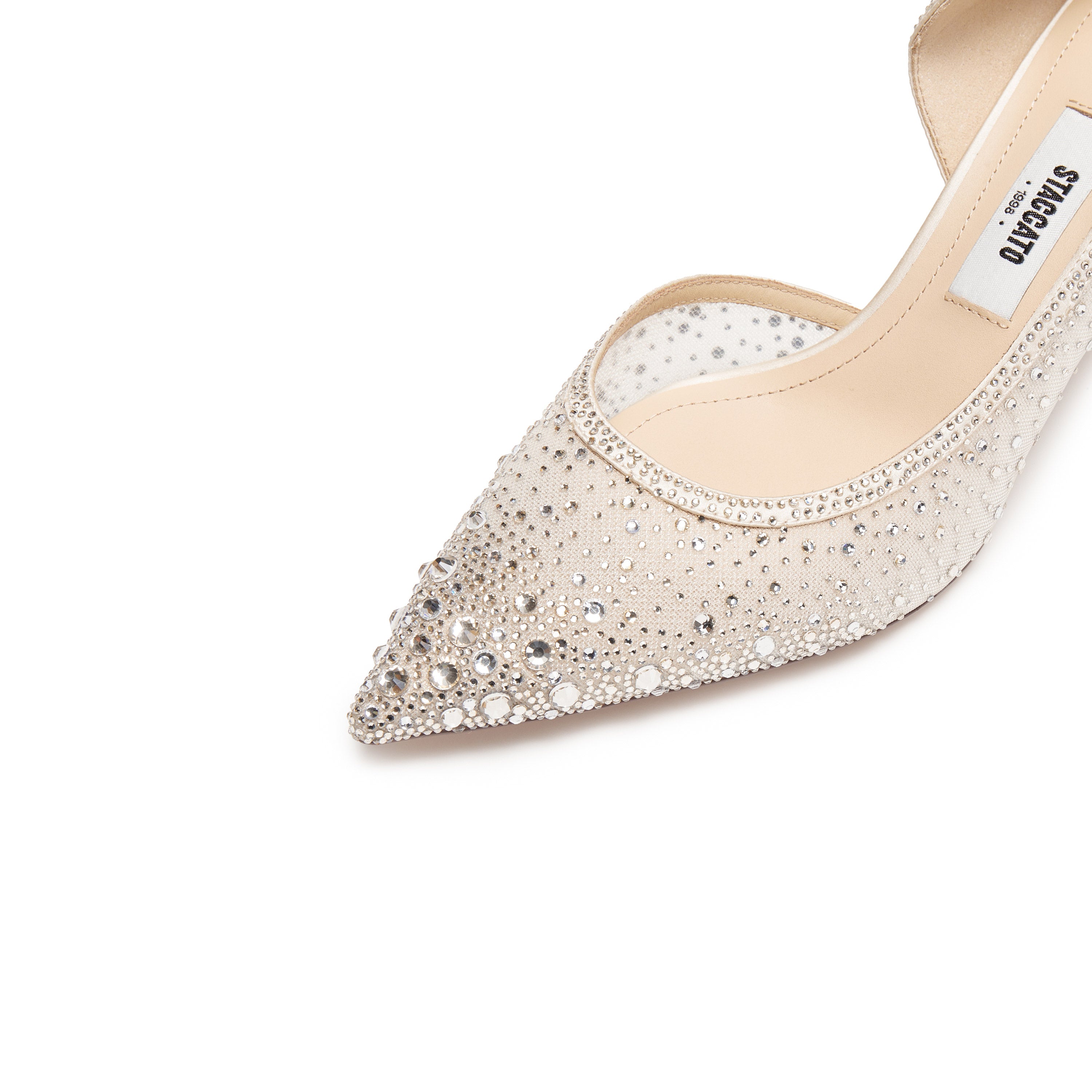 Ivory Crystal-Embellished Mesh D'Orsay Pumps