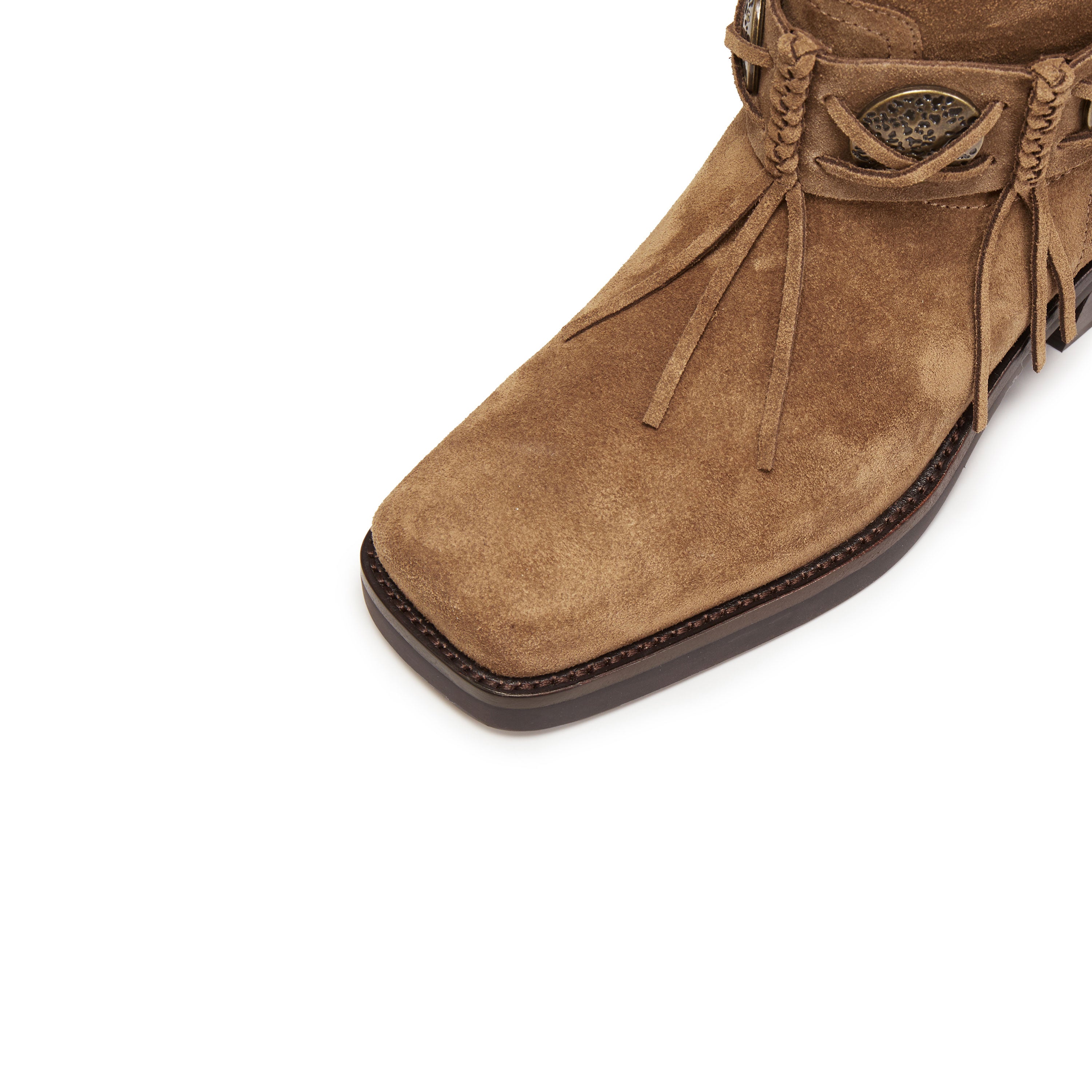 Camel Suede Tassel Under Knee Cowboy Boots