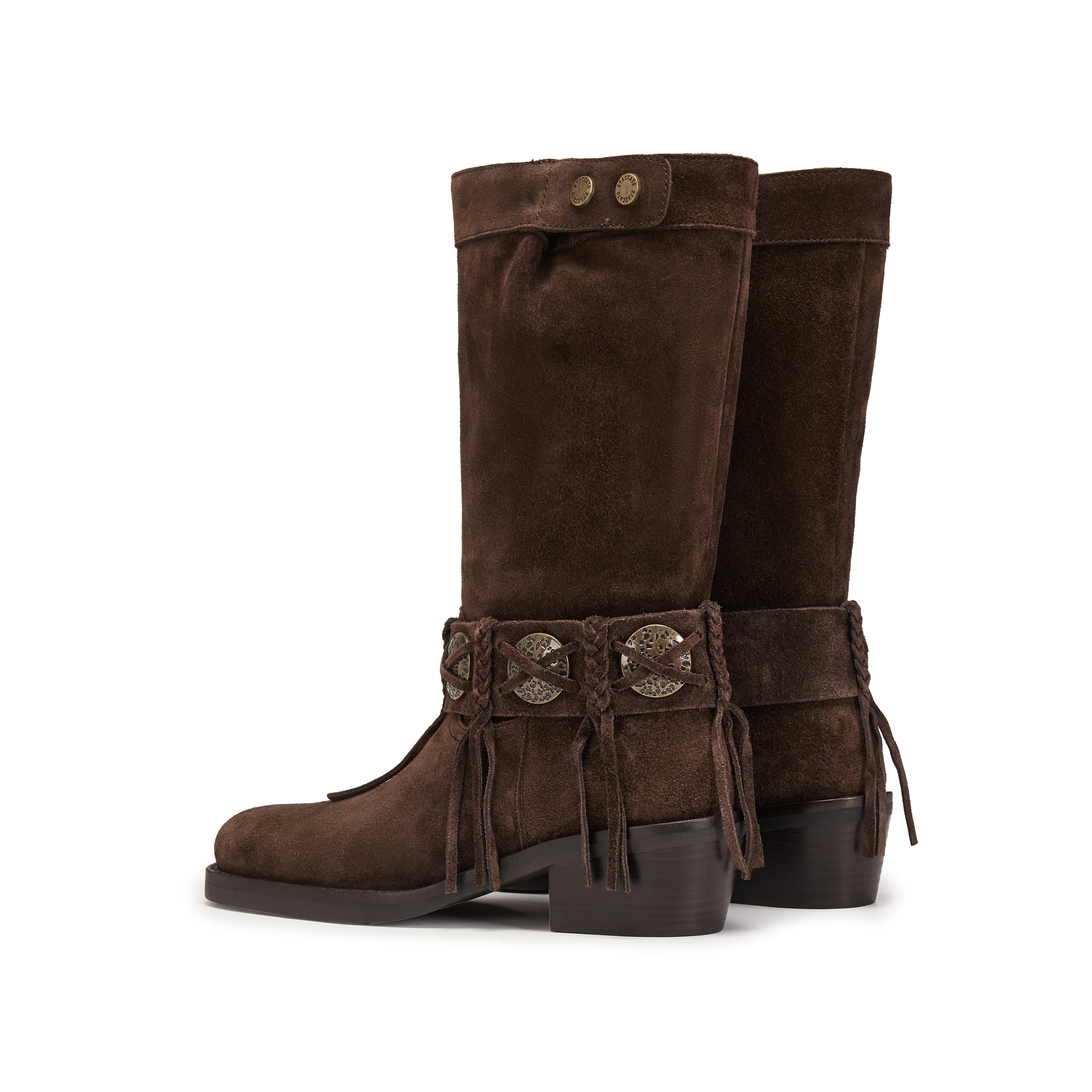 Brown Suede Tassel Under Knee Cowboy Boots