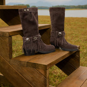 Brown Suede Tassel Under Knee Cowboy Boots