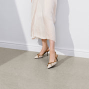 Ivory Lace Bow Heeled Slingback Pumps
