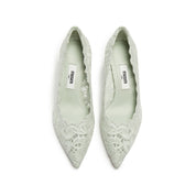 Mint Lace Elegant Pointed Heeled Pumps