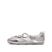 Grey Bow Patch Mary Jane Ballet Runners