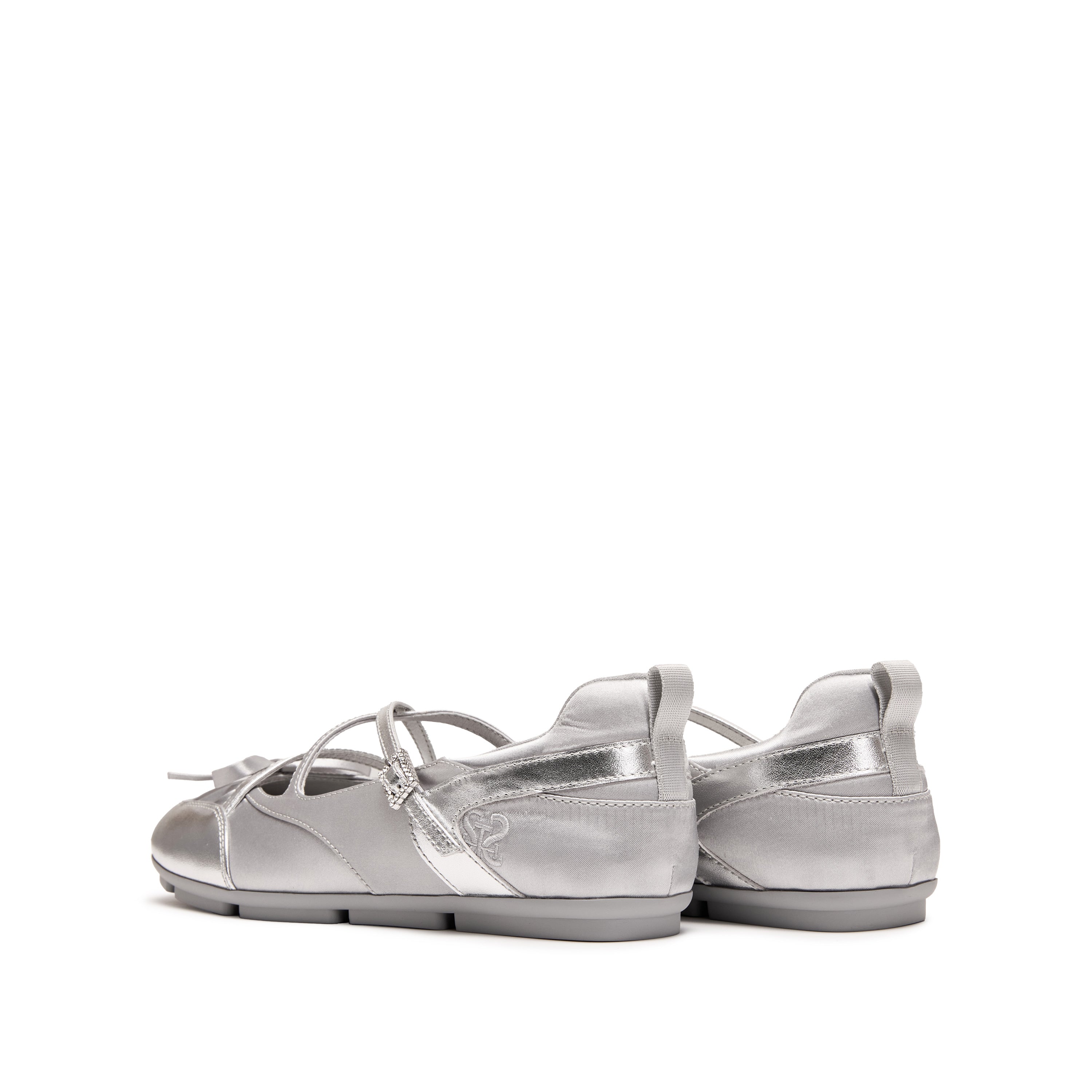 Grey Bow Patch Mary Jane Ballet Runners