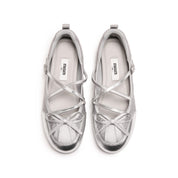Grey Bow Patch Mary Jane Ballet Runners