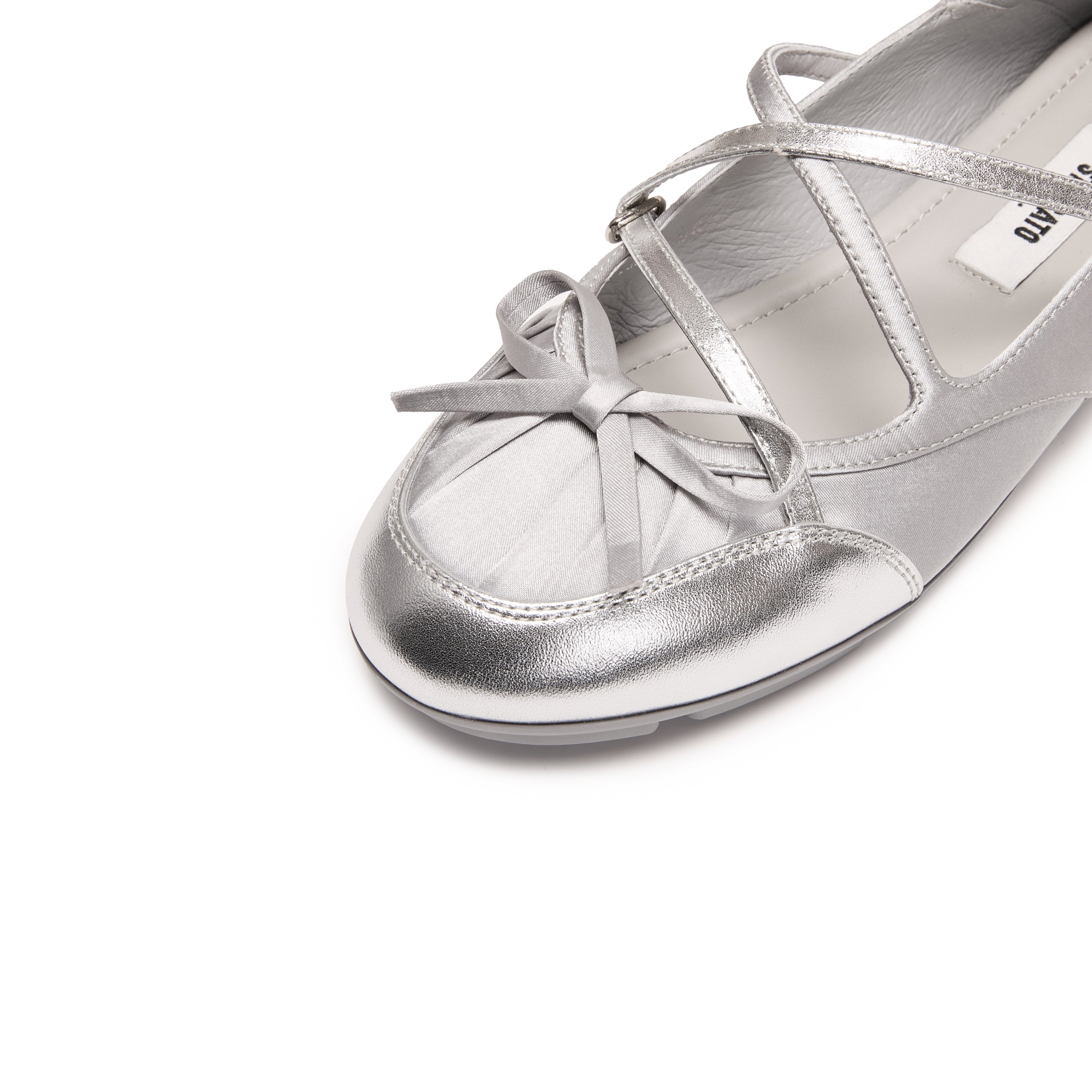 Grey Bow Patch Mary Jane Ballet Runners