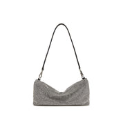 Girly White Crystal Leather Handbag