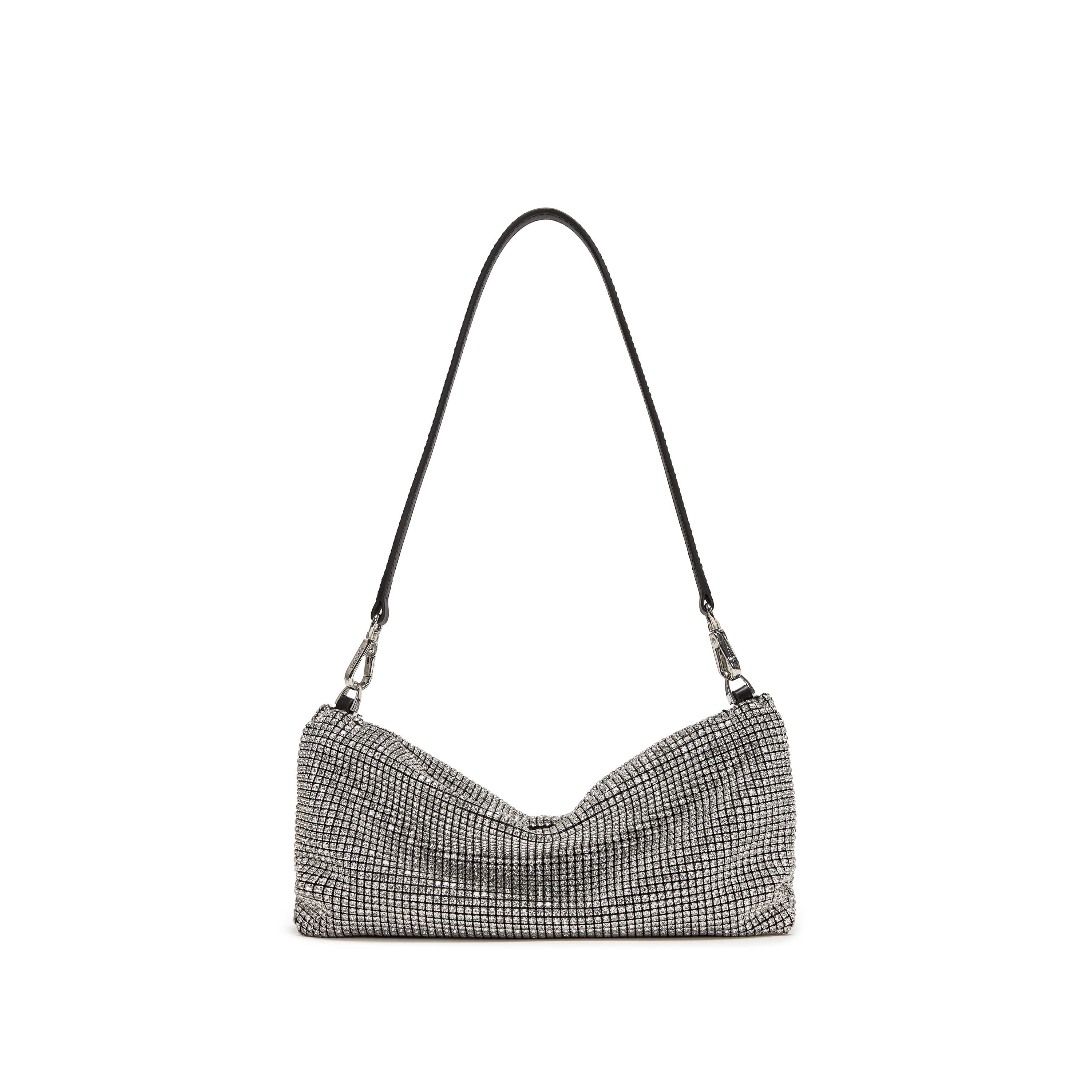 Girly White Crystal Leather Handbag