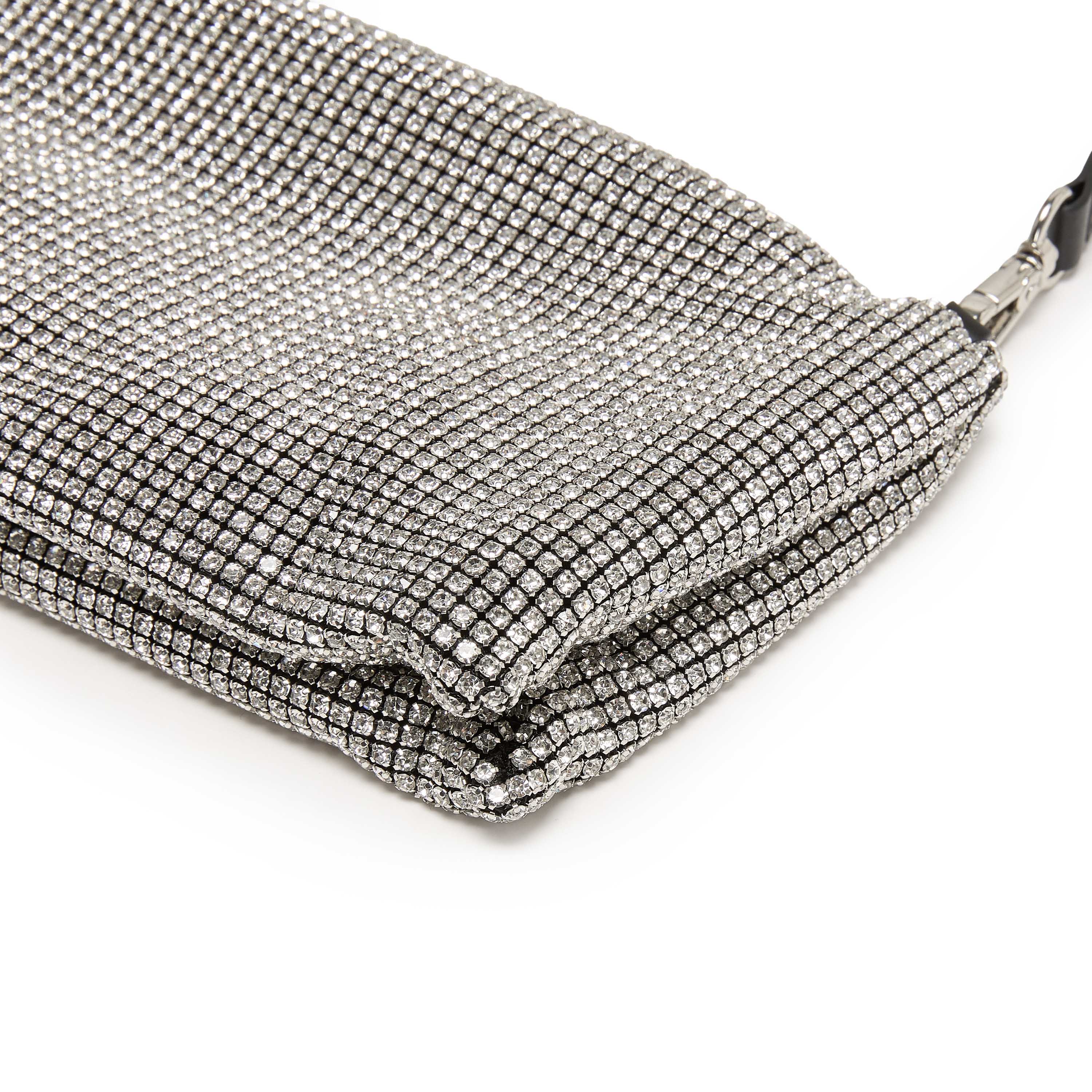 Girly White Crystal Leather Handbag