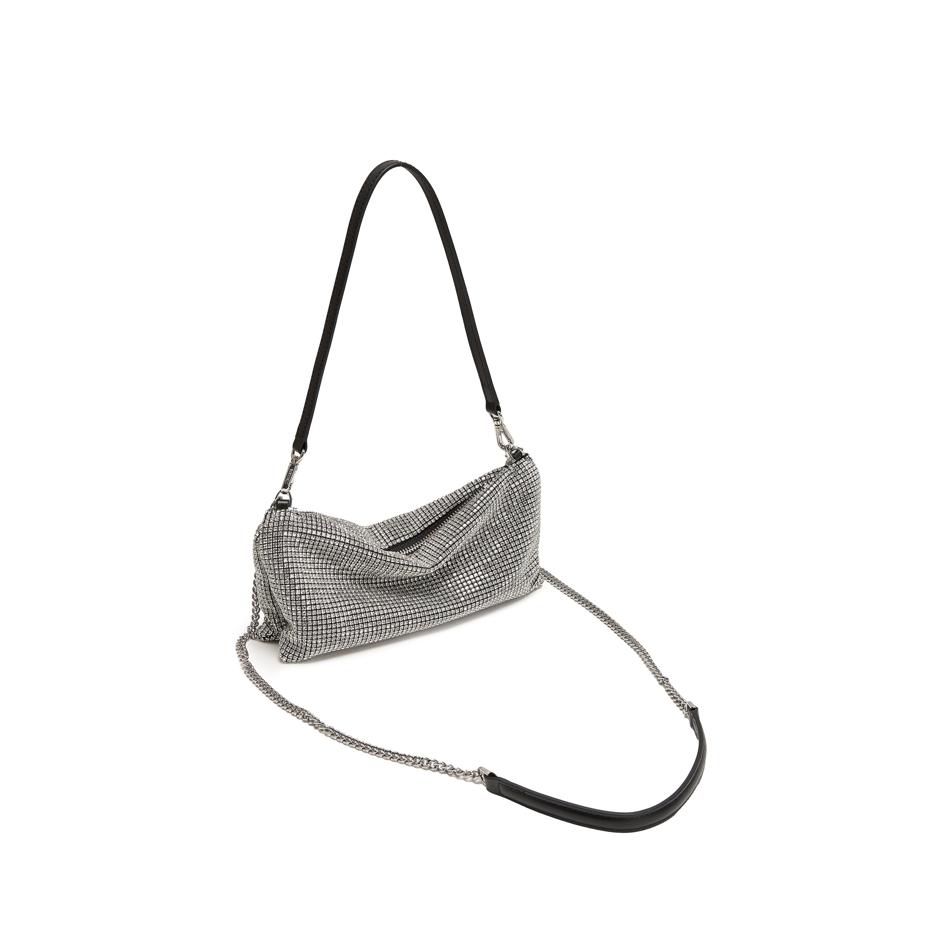 Girly White Crystal Leather Handbag