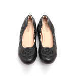 Load image into Gallery viewer, Black ST Buckle Leather Ballerina Flats
