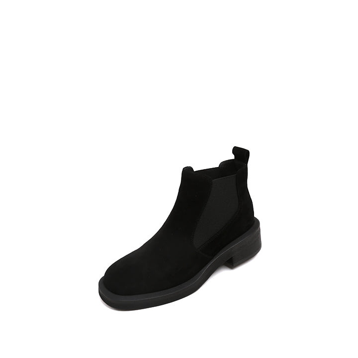 Black Suede Short Ankle Chelsea Boots