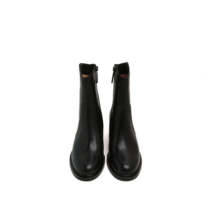Black Elegant Leather Ankle Riding Boots