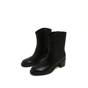 Black Elegant Leather Ankle Riding Boots
