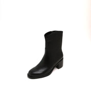 Black Elegant Leather Ankle Riding Boots