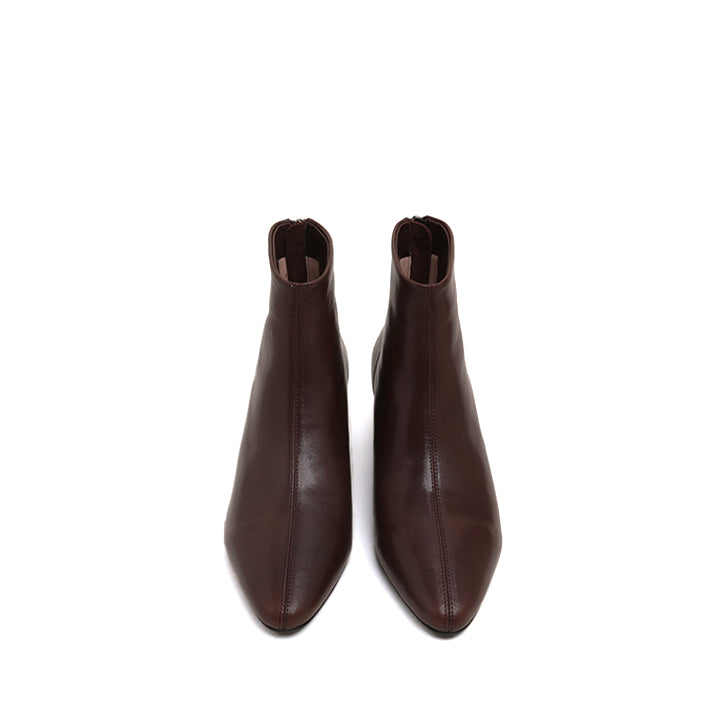 Rusty Brown Leather Ankle Heeled Boots