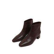 Rusty Brown Leather Ankle Heeled Boots