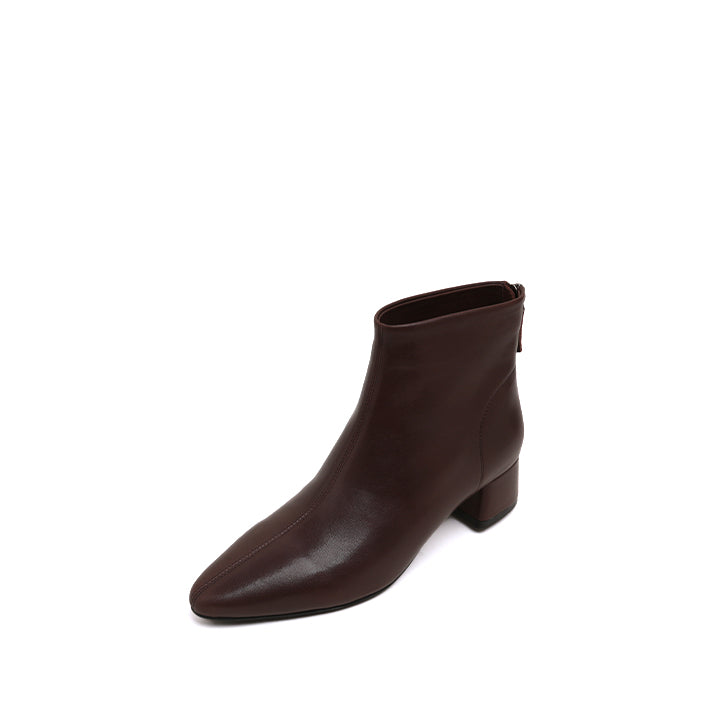 Rusty Brown Leather Ankle Heeled Boots