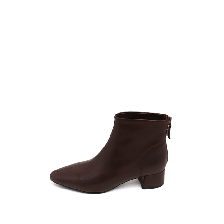 Rusty Brown Leather Ankle Heeled Boots