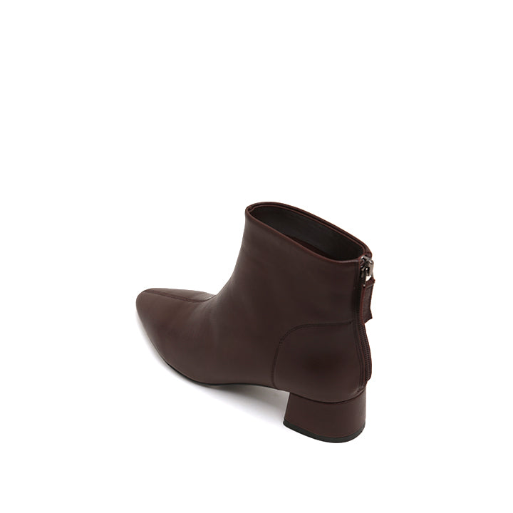 Rusty Brown Leather Ankle Heeled Boots